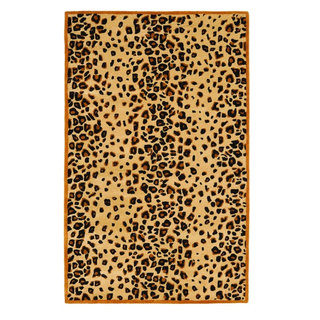 Modern Animal Print Leopard Safari Bordered African Carpet Area Rug (3' 11”  X 5' 2”)