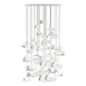 Long Modern Cloud Globe Pendants Chandelier with Clear Glass