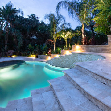 Free Form Pool with Double Staircase