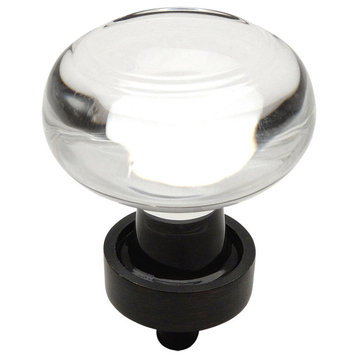 Cosmas 6355ORB-BL Oil Rubbed Bronze Cabinet Round Knob, Set of 5, Glass, Clear