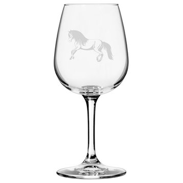 Abyssinian, Body Horse Themed Etched All Purpose 12.75oz. Libbey Wine Glass