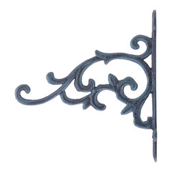 Import Wholesales - Decorative Plant Hanger, Flower Bud Vine, Verdigris Cast Iron, 9.25" Deep - Planter Hardware And Accessories