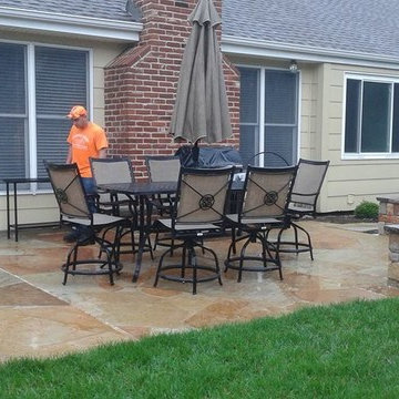 Natural Stone fire pit Stone walls stairs flagstone patio in chesterfield, mo