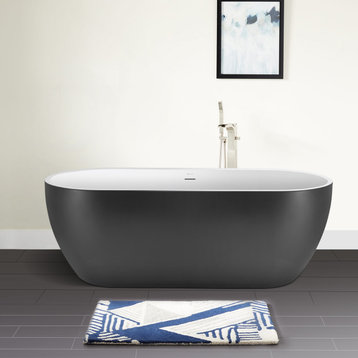 Mokleba 59.06-inX 28.35-in37Gray Freestanding Acrylic tub