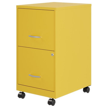 UrbanPro 18" 2-Drawer Mobile Metal Vertical File Cabinet in Yellow/Goldfinch