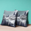 26x26 Gray Blue Deer Blown Seam Broadcloth Animal Print Throw Pillow