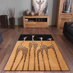 Kalahari Giraffe Rugs in Gold and Black - Floor Rugs