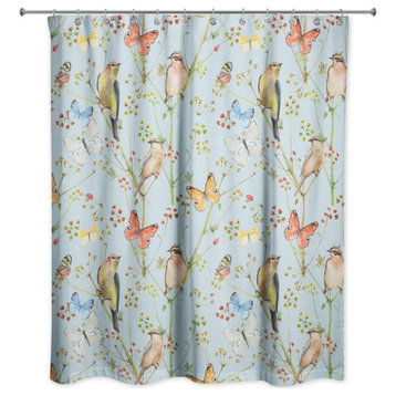 Birds And Butterflies 1 71x74 Shower Curtain