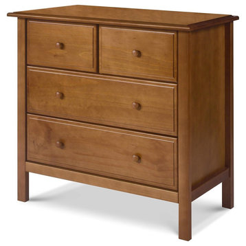 Contemporary Vertical Dresser, 4 Storage Drawers With Round Handles, Chestnut