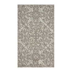 Nourison Damask Ivory and Grey Rectangle Area Rug 2'3" x 3'9"