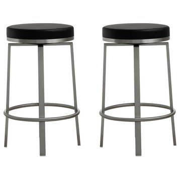 Pratt Black Swivel Counter Stool - Set of 2 - Black