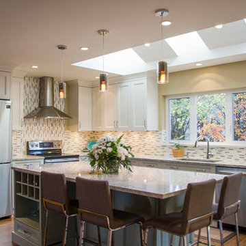 White Kitchen With Skylights