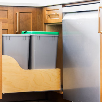 Pull-Out Double Waste Bins Beside the Dishwasher
