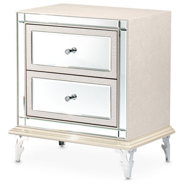 Hollywood Loft Upholstered Nightstand, Frost