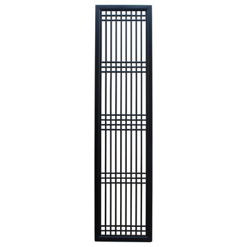 Tall Black Lacquer Wood Window Door Panel Partition Screen