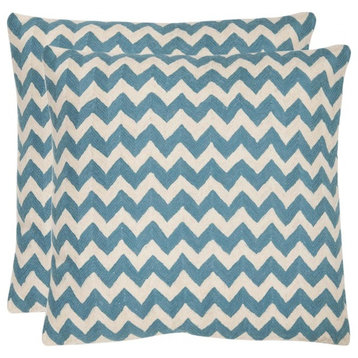 Striped Tealea Accent Pillow, Set of 2, 18x18, Blue Rain