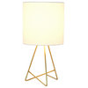 Down to the Wire Table Lamp with Fabric Shade, Gold with White Shade