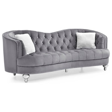 Glory Furniture Jewel Velvet Sofa in Gray