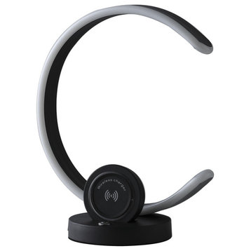 13" Black Contempo Shape LED  with USB Desk or Table Lamp