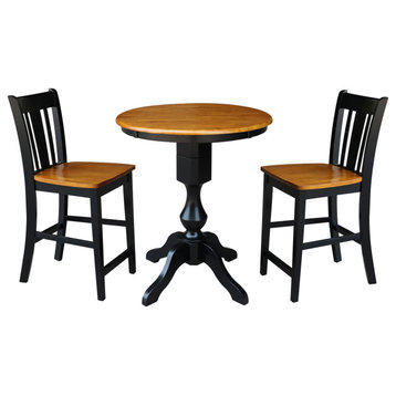 30" Round Pedestal Counter Height Table with 2 San Remo Counter Height Stools