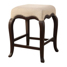 Acme Furniture - Acme Kakabel Counter Height Stool, Cream Fabric and Espresso - Bar Stools and Counter Stools