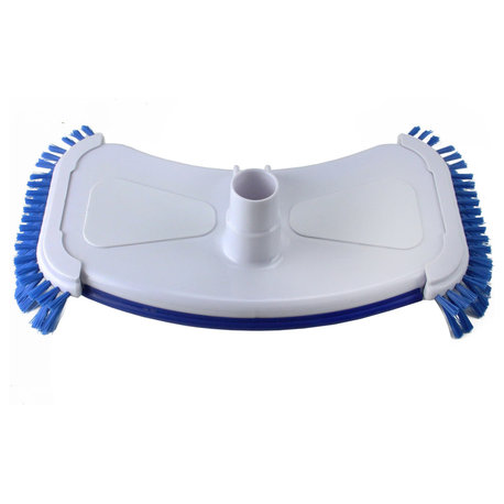 14" Blue and White Deluxe Cast Iron Weighted Vacuum Head With Side Brushes