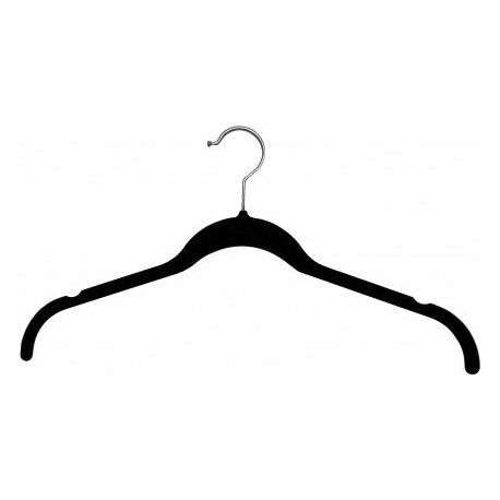 Slimline Ultra Thin Shirt Hanger, Black Velvet/Chrome Finish, Box of 50