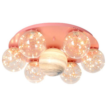 Creative Universe Lantern Planet Ceiling Lamps for Kids Room, Bedroom, Pink, 7 Lights