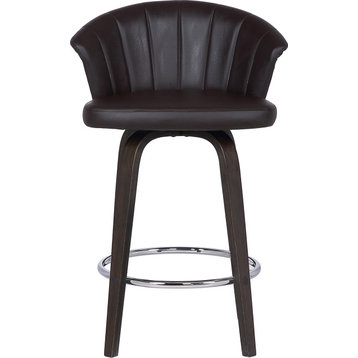Ashley Swivel Faux Leather Counter Stool - Walnut Chrome Brown, Large