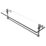 Allied Brass - Foxtrot 22" Glass Vanity Shelf with Towel Bar, Matte Gray - Add space and organization to your bathroom with this simple, contemporary style glass shelf. Featuring tempered, beveled-edged glass and solid brass hardware this shelf is crafted for durability, strength and style. One of the many coordinating accessories in the Allied Brass Foxtrot Collection, this subtle glass shelf is the perfect complement to your bathroom decor.
