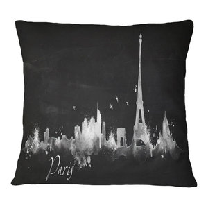 Insert Printed On Both Side in Sofa Throw Pillow 16 in Designart CU7688-16-16 Watercolor Dark Illustration Cityscape Painting Cushion Cover for Living Room x 16 in