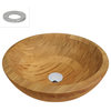 MR Direct 890 Bamboo Bathroom Sink, *No Waterfall Faucet*, Chrome, With Drain an