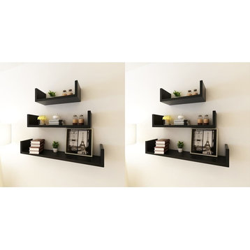 vidaXL Wall Shelves 6-Piece Black