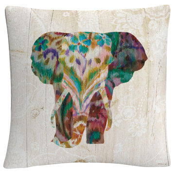 Danhui Nai 'Boho Paisley Elephant III' Decorative Throw Pillow