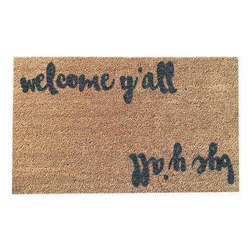 Hand Painted "Welcome Y'all/Bye Y'all" Doormat, Troubled Times Gray