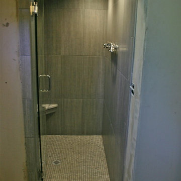 White Oak and veined stone remodel..