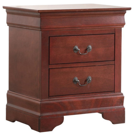 Glory Furniture Louis Phillipe 2 Drawer Nightstand in Cherry