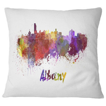 Albany Skyline Cityscape Throw Pillow, 18"x18"