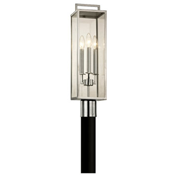 Beckham Outdoor Light Post, Polished Stainless Finish