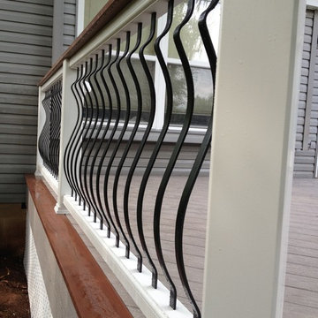 Vinyl deck with custom railing