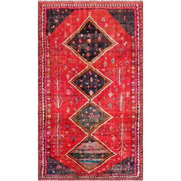 Vintage Azerbaijan Collection Hand-Knotted Lamb's Wool Area Rug- 4' 6"x 9' 0"