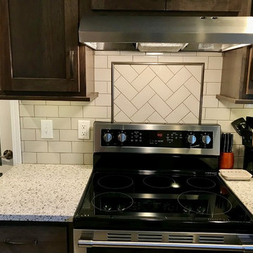 Cambridge Kitchen Remodel Koch Cabinets Hickory Stone MSI Quartz Peppercorn Whit