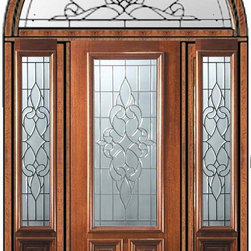 Prehung Sidelights-Transom Door 96 Mahogany Courtlandt 2/3 Lite - Front Doors
