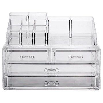 OnDisplay Cosmetic Makeup and Jewelry Storage Case Display - 4 Drawer Tiered De