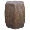 Chinese Hexagon Bamboo Theme Brown Ceramic Clay Garden Stool