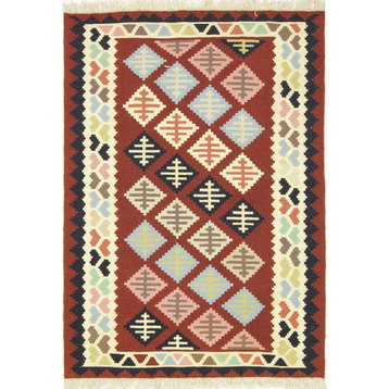 Persian Kilim Fars 4'10"x3'5" Hand Woven Oriental Rug