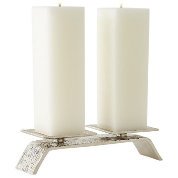 Double Torch Candleholder, Nickel