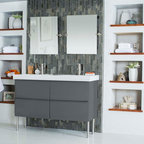 Accent Tile Wall in Bathroom - Modern - Bathroom - Miami - by Glass