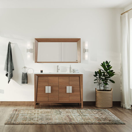 Larvotto Bathroom Vanity, Brown, 48", Single Sink, Freestanding
