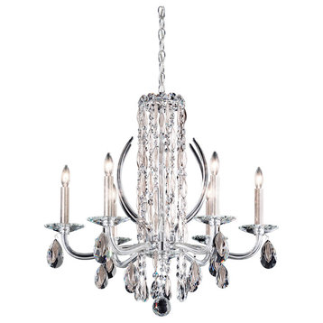 Sarella 6-Light Chandelier in Antique Silver With Crystal Heritage Crystal